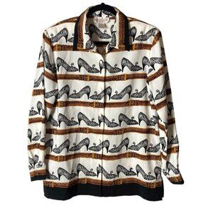 Unique Shoe Print Belt Novelty Top Sz L Zebra Leopard‎ Art Wear Career Shopping